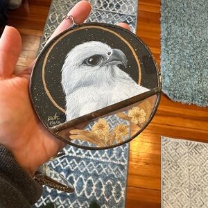 Elegant White Bird Stained Glass Art